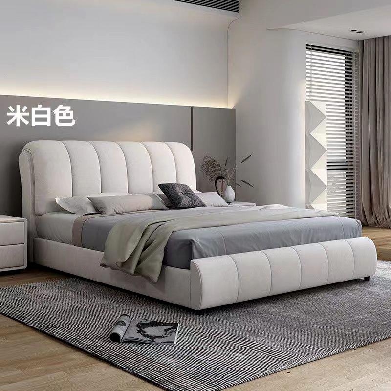 北欧现代简约双人1.8米主卧室1.5米轻奢实木科技布储物床软靠婚床