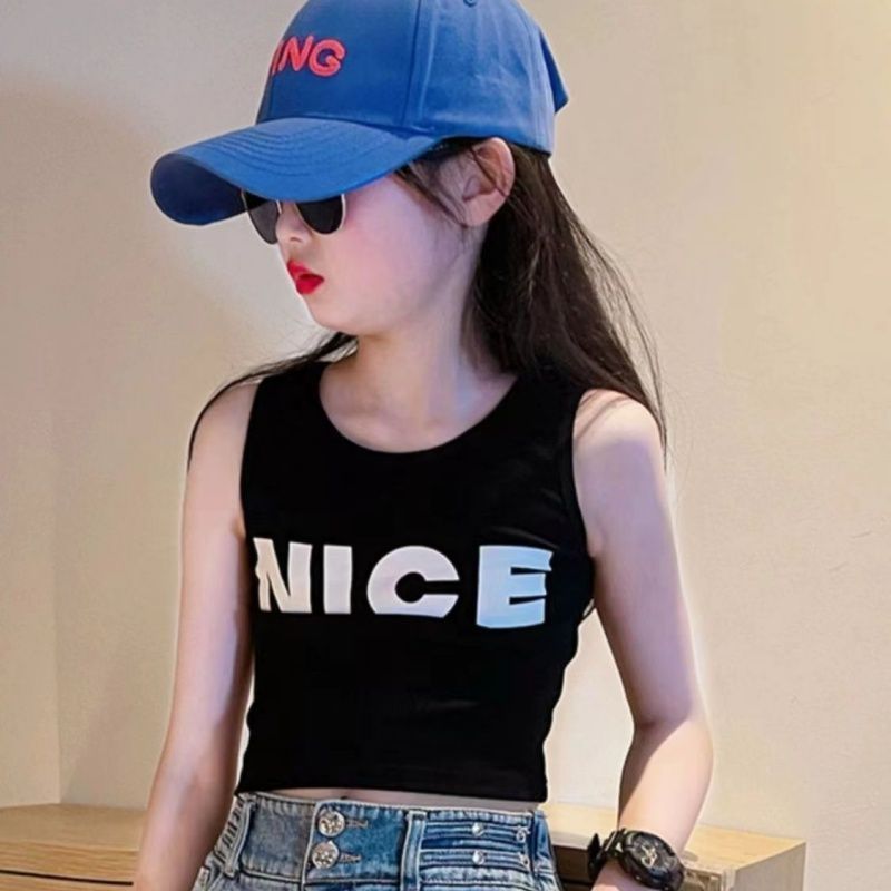 爆款儿童背心夏季吊带冰丝多巴胺新款无袖网红韩版女童薄款上衣