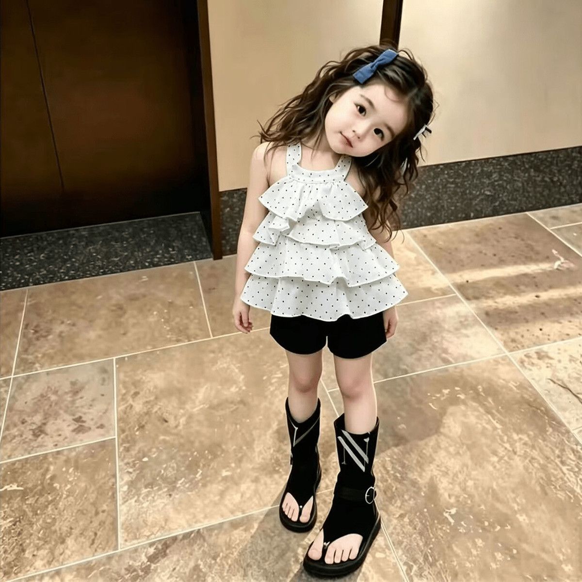 女童2026夏季新款波点挂脖背心半身裙韩系洋气休闲套装出街百搭