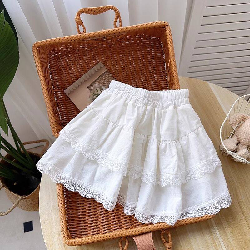 女童半身裙夏季2025新款洋气女宝宝白色防走光裙子儿童蛋糕裙短裙
