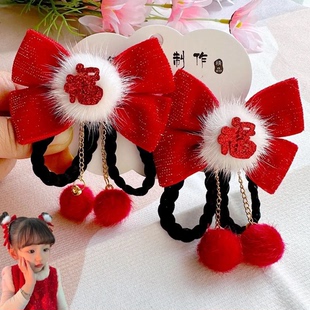 儿童新年汉服头饰古装小女孩发饰2024新款古风过年发夹小孩头花