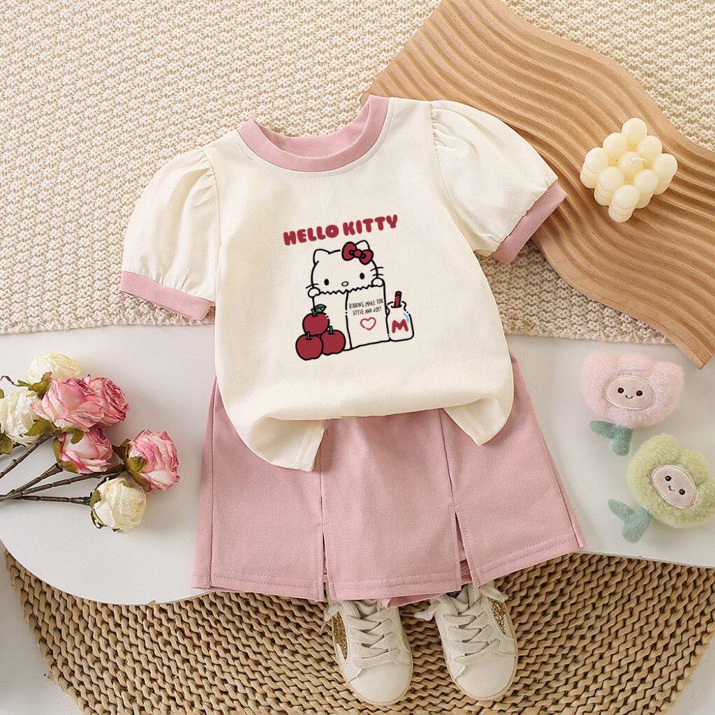 女童夏装套装2026新款儿童短袖T恤裙子两件套宝宝夏季衣服两件套