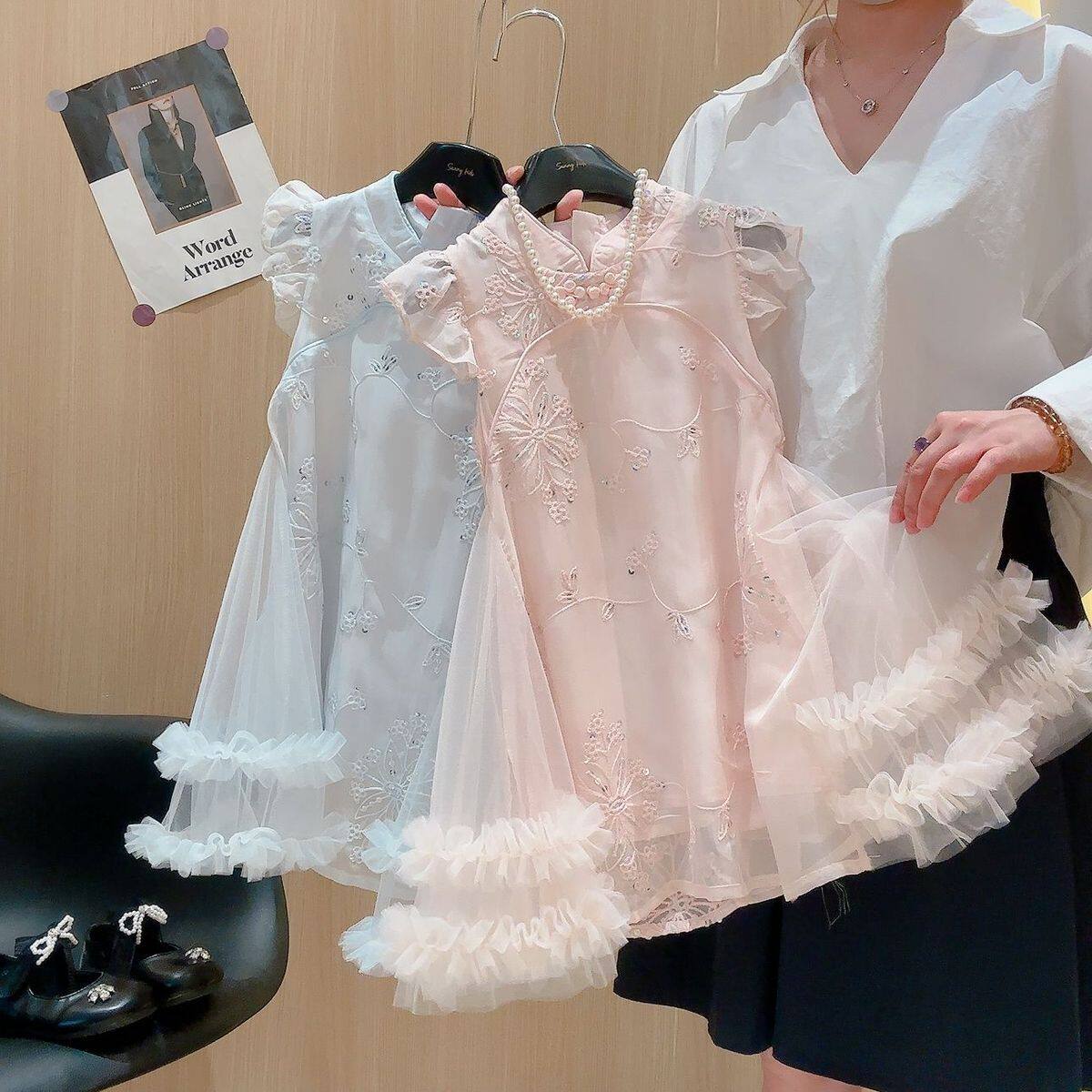 女童连衣裙夏季儿童新款中大童网纱国风古装公主裙宝宝汉服裙子潮