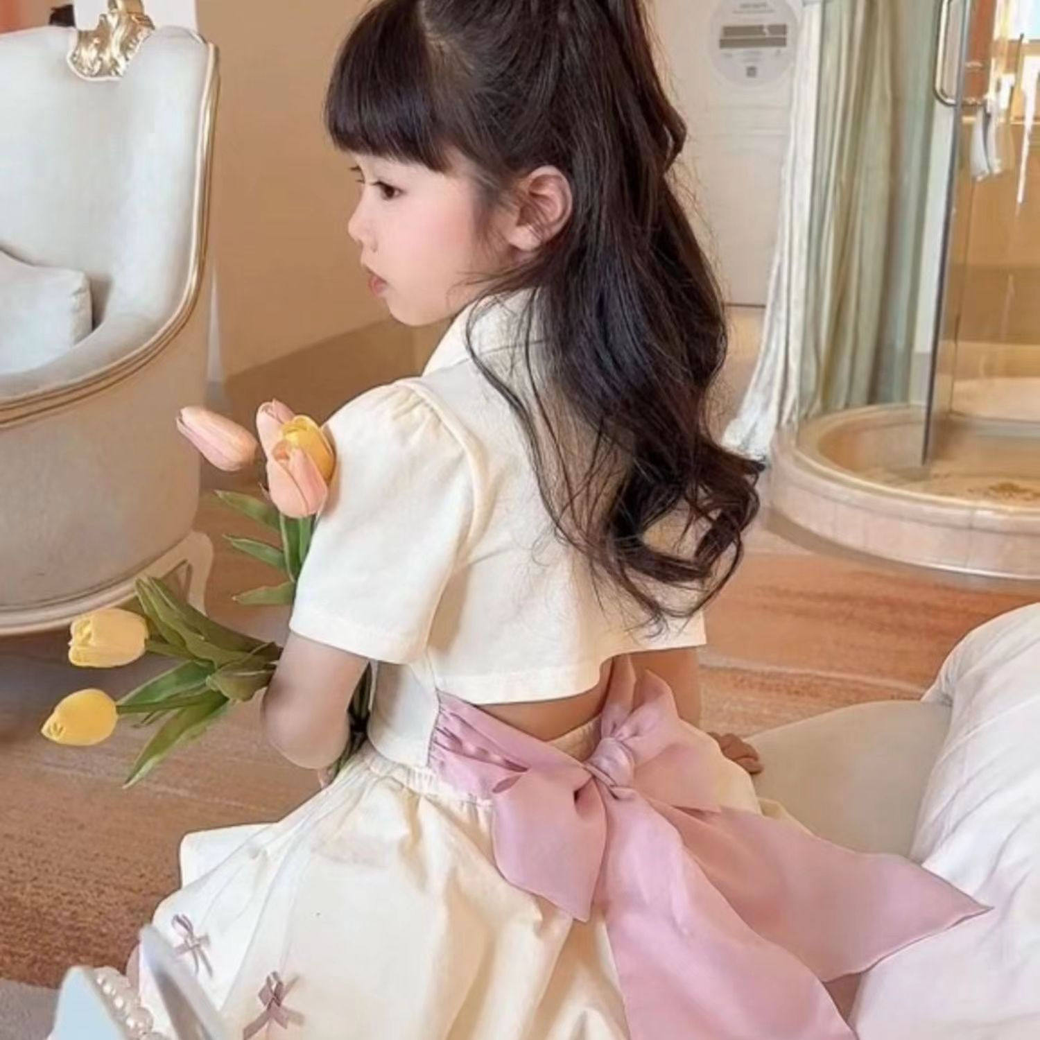 女童夏季套装2025新款韩系夏天小香风短袖短裤两件套中大童裙子潮