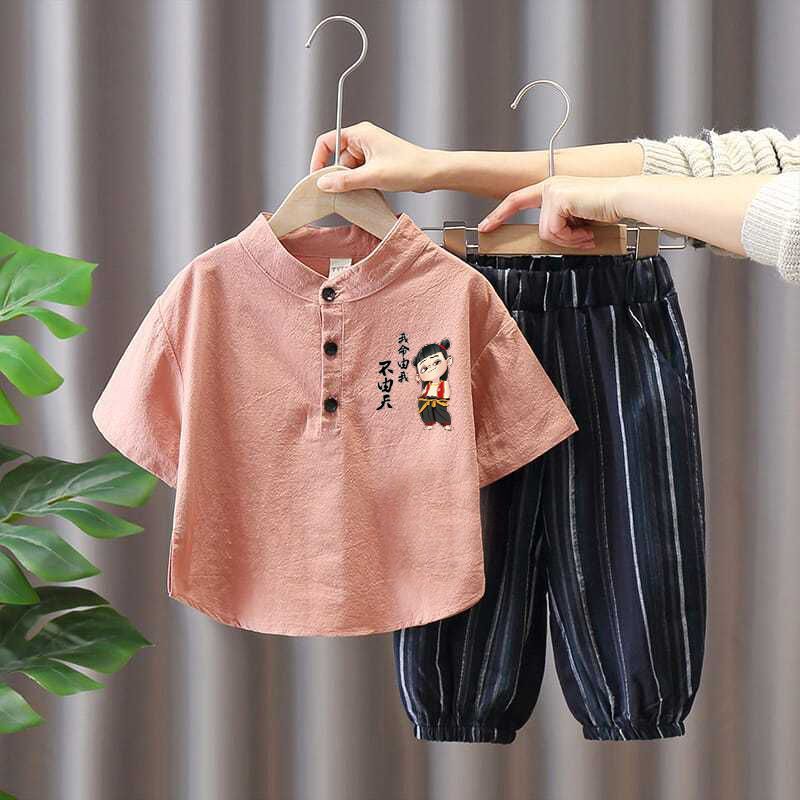 哪吒衣服男童夏装套装唐装儿童汉服儿童夏季新款小童洋气宝宝套装