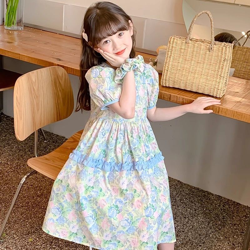 女童连衣裙夏季洋气2025新款套装韩版儿童两件套夏装公主泡泡裙子