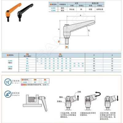 。可调位紧定手柄/上隆AJHBG AJHBB AJHAG AJHAB-M5 M6 M8 M10 M1