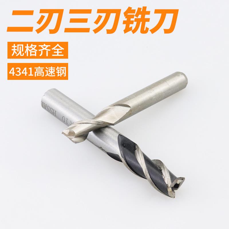 高速钢HSS直柄两刃键槽铣刀直柄3刃立铣刀3 4 5 6 8 10 12 14 16