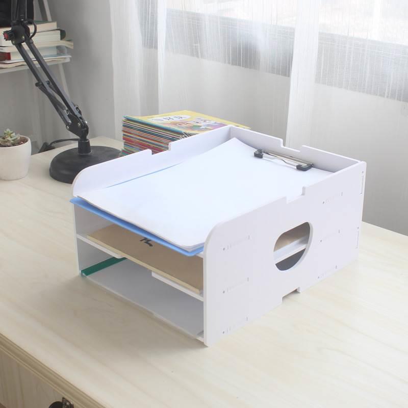 文件收纳盒办公室桌面A4资料整理架子多层置物分类框工位收纳神器