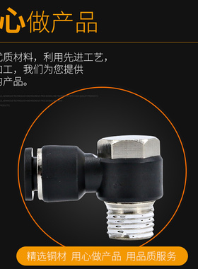 。气动快速接头PH6-01六角螺纹4/8/10mm电磁阀气缸PU管直角气管弯