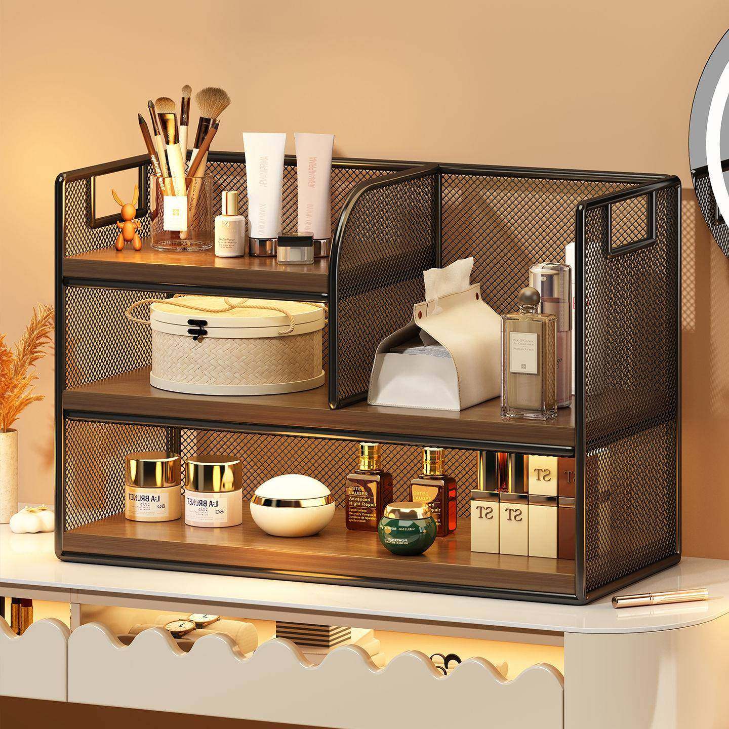 高级感轻奢化妆品收纳盒梳妆台护肤品置物架整理盒桌面化妆箱架子,收纳整理,书桌收纳置物架,淘宝优惠券,粉丝福利购,淘宝优惠卷