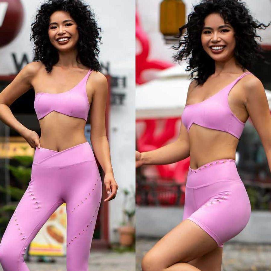 运动个性斜肩性感吊带美背文胸跑步健身设计感高腰镂空透气瑜伽裤