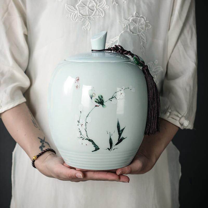 茶叶罐陶瓷大号青瓷存储茶罐密封罐普洱白茶绿茶通用1斤装礼盒空,餐饮具,茶叶罐,淘宝优惠券,粉丝福利购,淘宝优惠卷