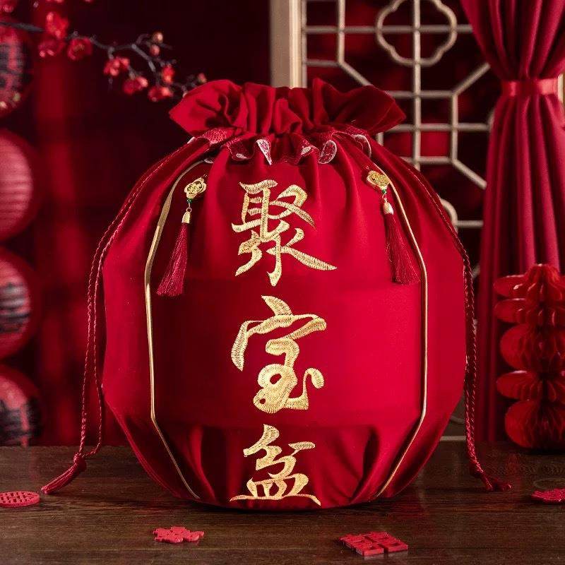 结婚红色聚宝盆刺绣福袋喜盆包袱皮女方娘家陪嫁用品新娘嫁妆包裹,节庆用品/礼品,陪嫁用品套装,淘宝优惠券,粉丝福利购,淘宝优惠卷