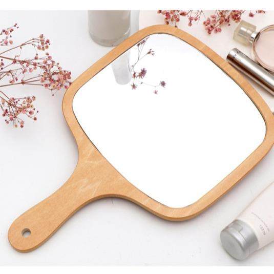 高清手持化妆镜子复古ins风手拿随身便携大号方形手柄补妆美容镜