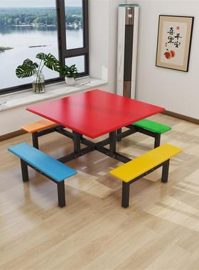 学STCZ-669生连体玻钢圆方桌快餐店单位公司学校职工人员堂餐璃厅