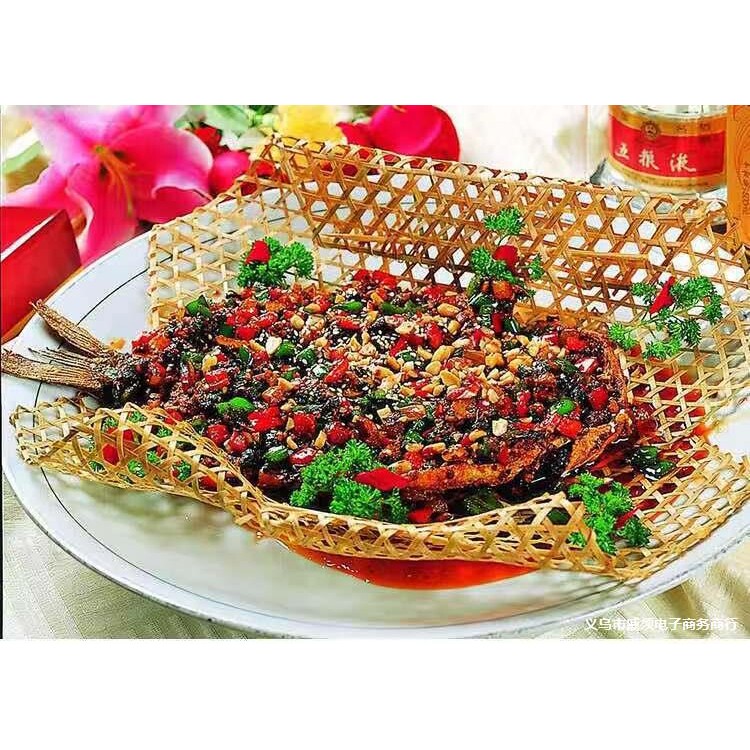 手工编织竹笪菜品摆设装盘防粘锅竹达小竹篦蒸网垫子六角网格竹哒