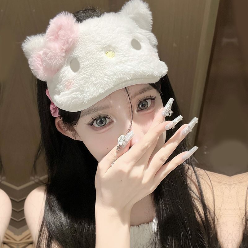 玉洁的眼罩可以用卡通长毛绒冷热搭配柔软可爱温馨猫咪女眼罩K-St