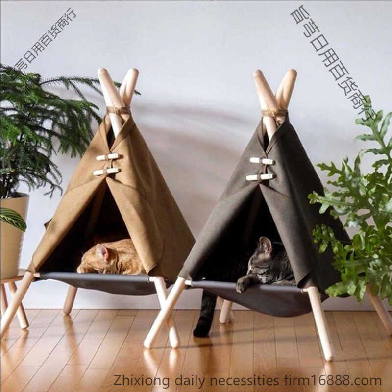猫窝猫咪宠物帐篷吊床玩耍爬架三角离地悬空猫洞摇篮床私密躲避屋