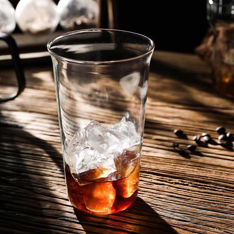 简约扩口大容量水果柠檬茶冰美式奶茶杯轻薄耐热高硼硅玻璃