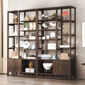 博古架加高新中式 茶具茶叶置物架摆件柜客厅隔断书架收纳展示柜子