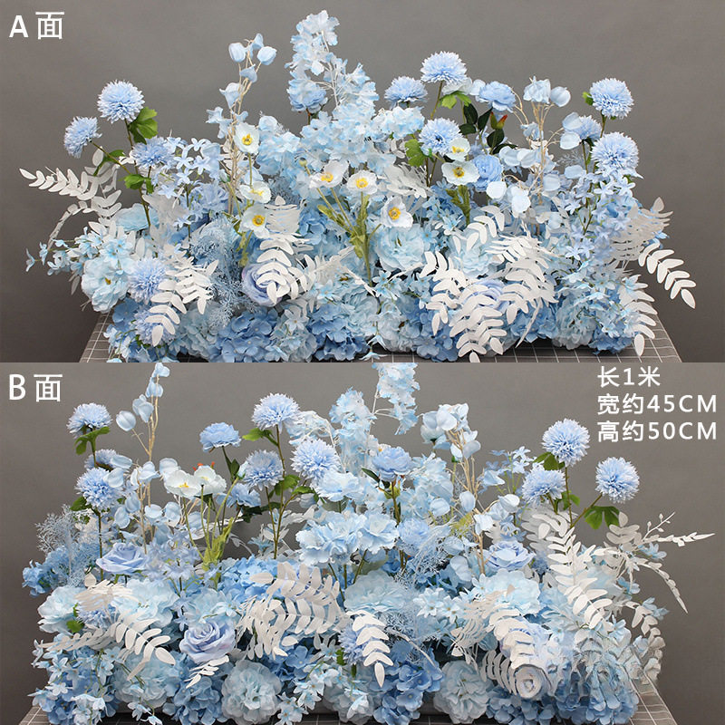 新款婚庆大款地排花绢花成品装饰尤加利花排台路引婚礼花艺
