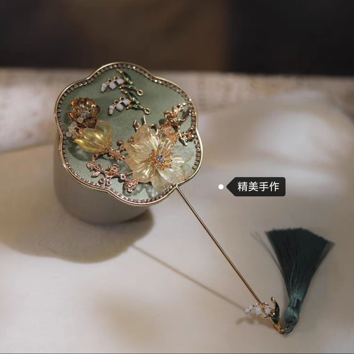 禾扇小礼巴JJX掌扇晨袍造型拍照婚扇道具古风汉服新秀娘迷你子小