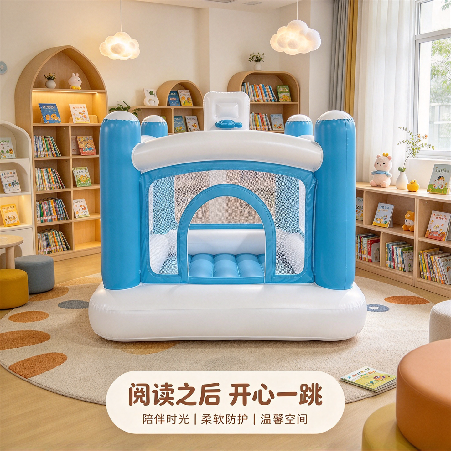 宝宝室内充气游乐屋儿童充气城堡透气网栏防侧翻家用弹跳蹦蹦床