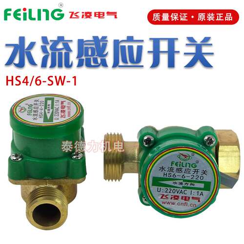 飞凌电气HS4-4-220水流开关HS6-6-220感应SW-1传感器1/2 四/六分