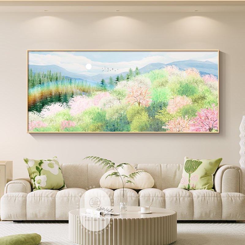 热销《山间春景》大芬村手绘油画野地美树子风景装饰画客厅艺术肌