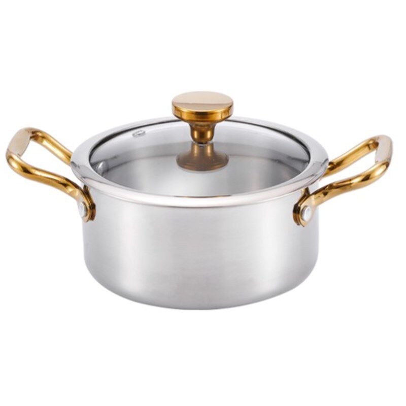 热销特厚304不锈钢小火锅电磁炉一人一锅桌商用小汤锅16cm单底家