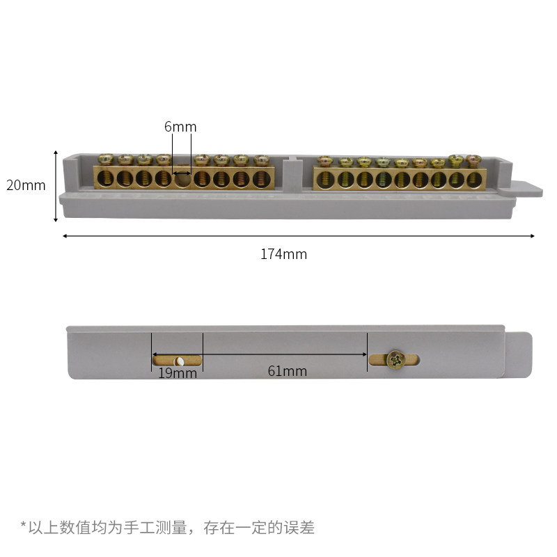 热销9+9零线地线接线端子排铜条配电箱母排18孔铜排接零端子器电