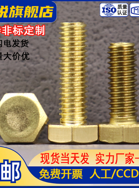 黄铜外六角螺栓铜质外六方螺丝M4M5M6M8M10M12x6x8x10x20x30-x100