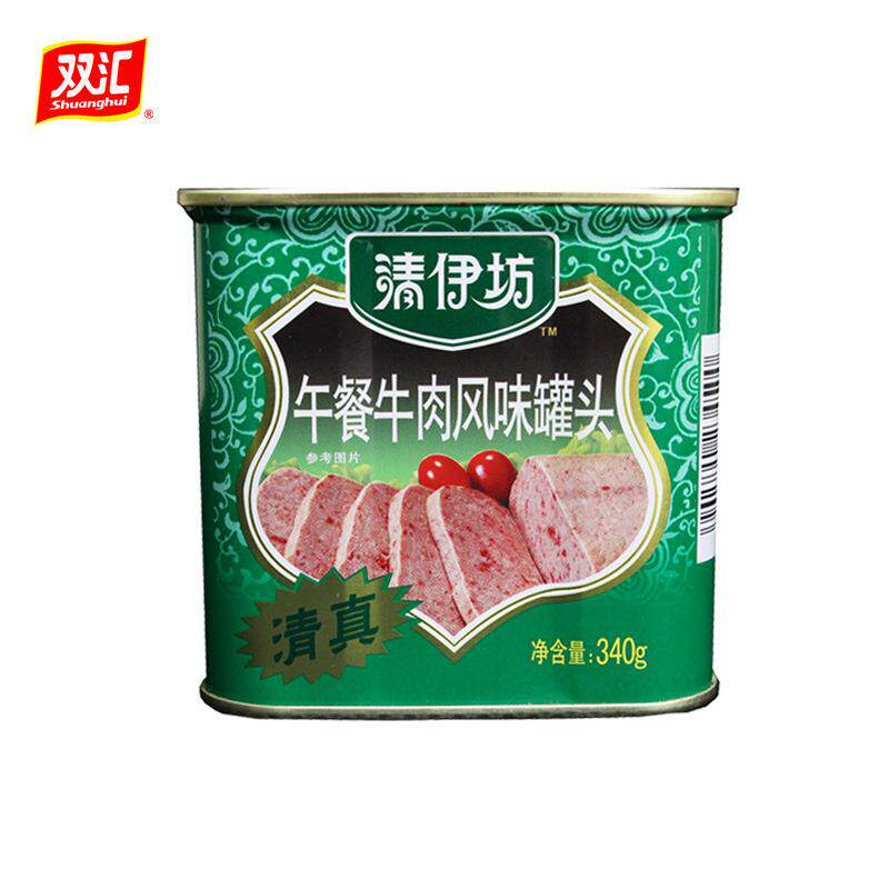 清伊坊午餐牛肉风味罐头340g清真即食火腿切片煎炸火