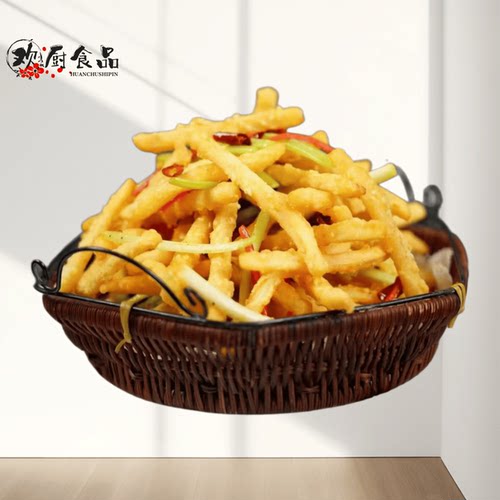 荷家鲜芝麻藕条藕棒莲藕丝干煸油炸小吃1000g冷冻特色菜商用食材