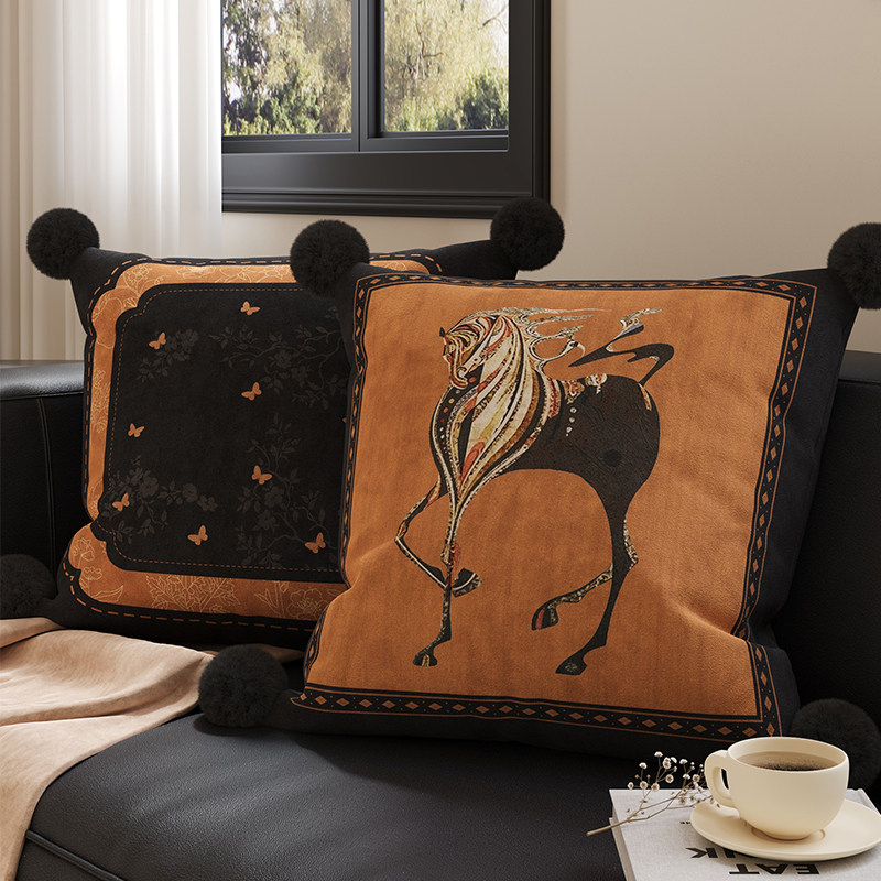 中古风复古客厅马年沙发抱枕靠垫高级感客厅沙发靠枕床头靠背含芯,居家布艺,靠垫/抱枕,淘宝优惠券,粉丝福利购,淘宝优惠卷