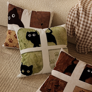 可爱猫咪沙发靠枕抱枕套含芯靠背卧室床头床上飘窗靠垫腰靠可拆洗