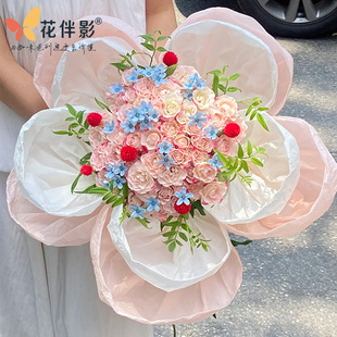 皱纹褶皱韩式包花雪奈手揉纸防水石纹原生纸鲜花包装纸高级感花束