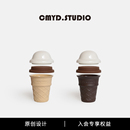 CMYD原创设计创意冰淇淋甜筒咖啡杯陶瓷带盖水杯子随手杯情侣礼物