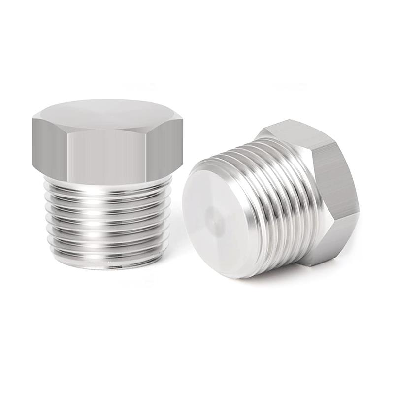 不锈钢外螺纹堵头304实心丝扣管堵高压密封闷头外六角油塞4分堵头