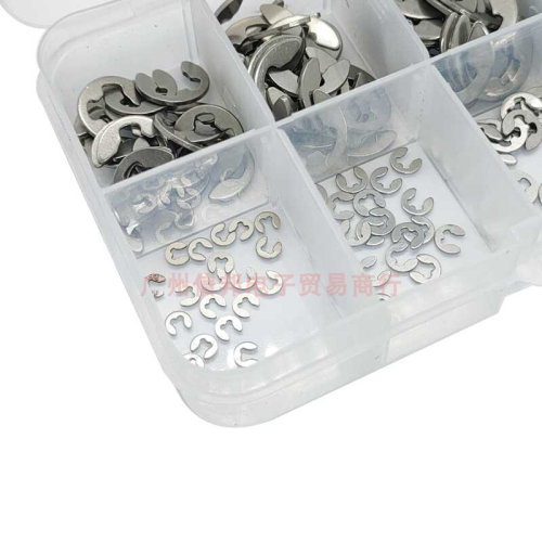 。200pcs 不锈钢开口挡圈 轴用垫片E型卡簧M1.5/2/3/4/5/6/7/8/9/
