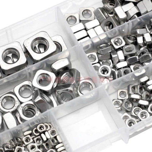 。260pcs 四方螺母M3M4M5M6M8M10不锈钢螺丝帽四角螺帽螺栓 方螺