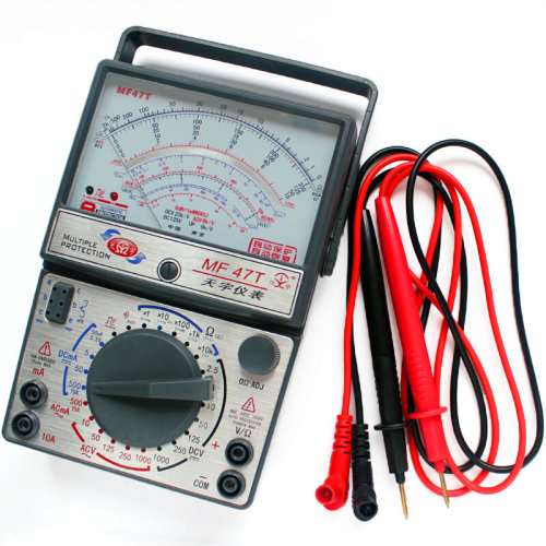 。MF47T外磁指针式万能表多功能指针万用表学生带保护自恢复镀金