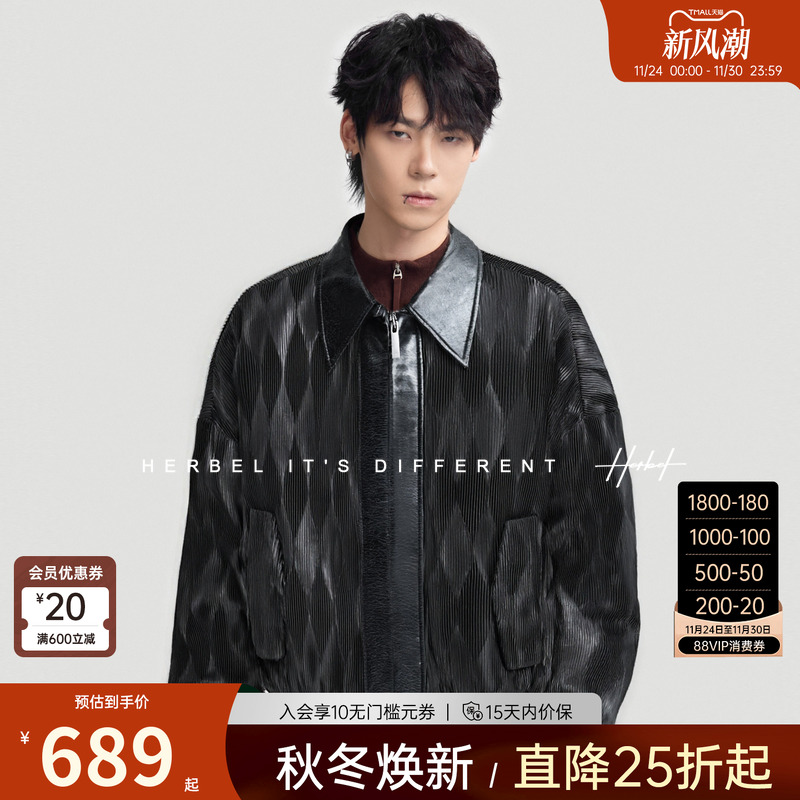 HERBEL翻领休闲鹅绒羽绒服外套