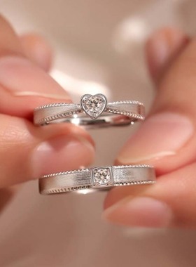心动信号S925银情侣求婚结婚戒指