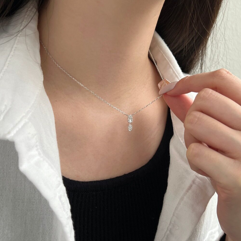 爆款星星的眼泪S925纯银项链耳钉女水滴锆石镶嵌时尚轻奢套装10-1