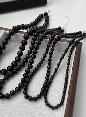 韩国潮流博主feve同款抖音小红书热销黑玛瑙项链S925锁骨链9-16