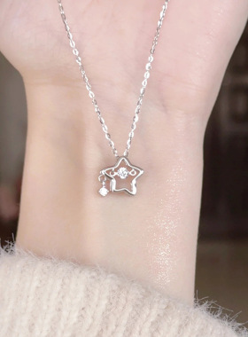 灵动星星项链女S925银小清新少女感锁骨链甜美气质银首饰品9-11