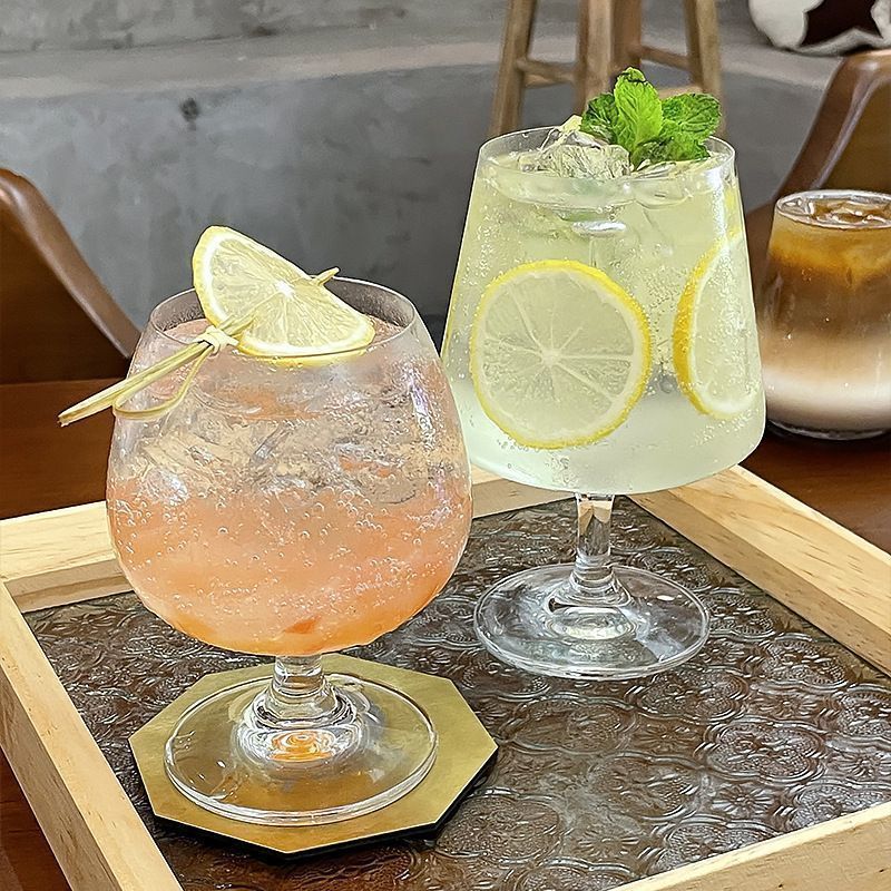 ins菱形收腰矮脚杯果汁杯
