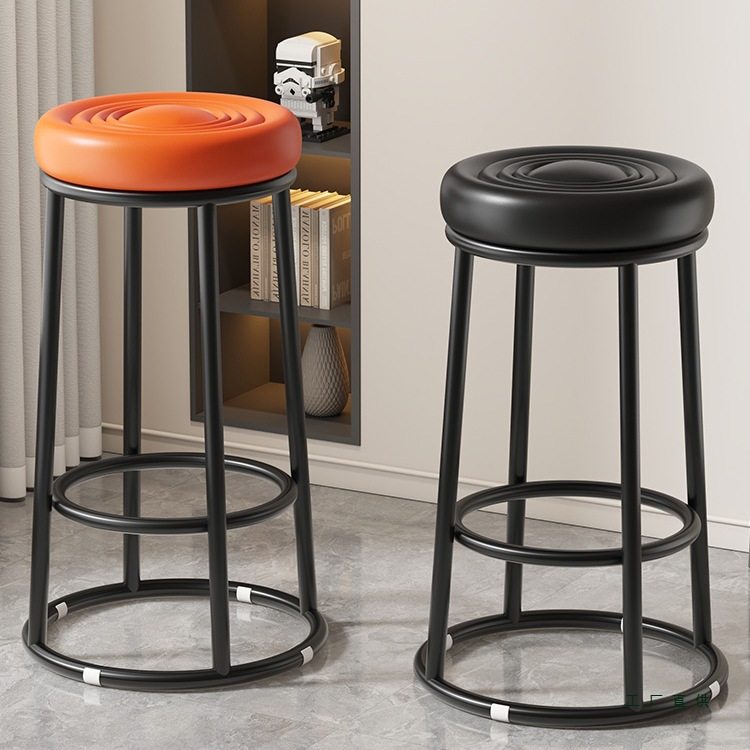 前台吧台椅高脚凳子收银台吧凳岛台椅子轻奢感商用铁艺酒吧椅